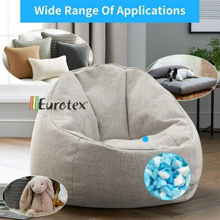 EUROTEX Bean Bag Filler w/Shredded Memory Foam Filling - Pillow Stuffing  Material for Couch Pillows Cushions Bean Bag Refill Filling & More Poly  Fil/Polyfill Stuffing Needs (5 Pounds)