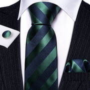 Barry.Wang Stripe Ties for Men Set Pocket Square أزرار أكمام تحقق من مجموعة Necktie Set Official Silk