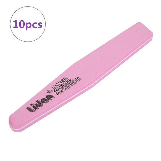 10pcs Nail File Double Sided Nail Buffer Sanding Buffing Polishing Strip Manicure ToolPink