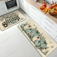 thumbnail image 2 of Hello Pumpkin Teal White Fall Kitchen Rugs Set of 2, Blue Autumn Plaid Check Truck Kitchen Mats Decor, Farmhouse Thanksgiving Floor Door Mat Home Decorations - 17x29 and 17x47 Inch, 2 of 6