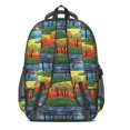 thumbnail image 3 of Geometric Tree Green Pattern Cute School Backpack Bag with Padded Back and Adjustable Shoulder Straps 16.9 X 12.6 X 5.9 Inches, 3 of 5