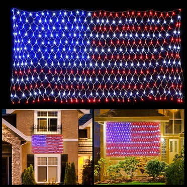 Jelly Comb Flag Net Lights of The United States, Waterproof American Flag String Light for Christmas,Festival, Holiday, Independence Day, Memorial Day,Decoration