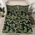 thumbnail image 2 of Feelyou Vintage Square Abstract Twin Sheet Sets, Pixel Grid Miners Bedding, 3 Pieces, 2 of 7