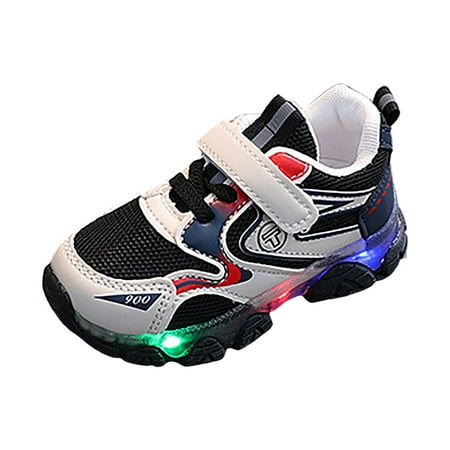 kamemir Girls Sneakers Boys Baby Luminous Children Sport Light Shoes Kids Bling Girls Baby Shoes Toddler Running Shoes(Black 9.5)