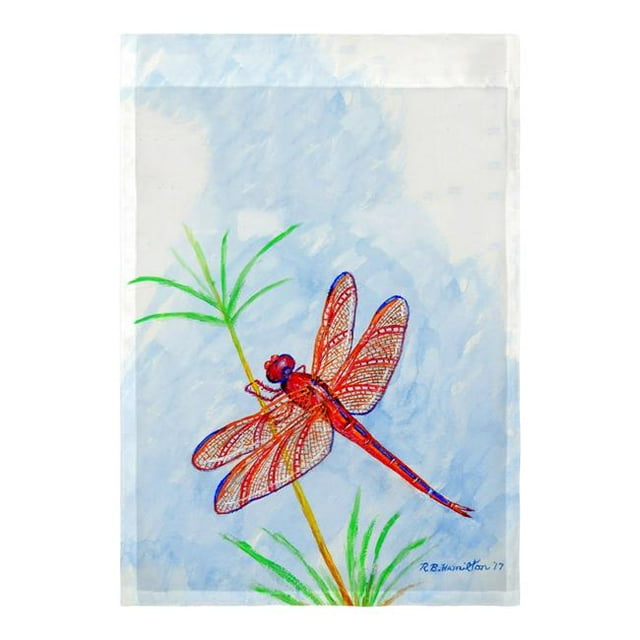Betsy Drake FL773 Red Dragonfly Flag - 12.5 x 18 in.