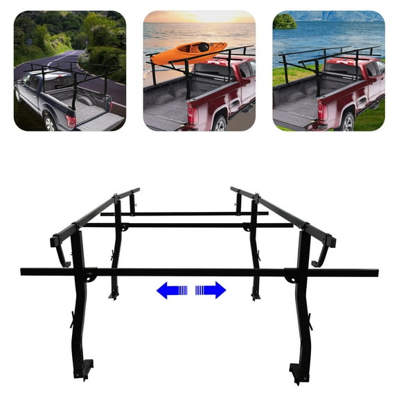 Premium Heavy-Duty Black Ladder Racks Adjustable for Pickup Truck Topper, 1000lb