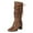Brown, variant on Slouchy Boots for Women Western Retro Drawstring Soft Leather Pointed Toe Chunky Heel Zipper Mid Calf Booties Winter Knee High Riding Boots Brown Size 6