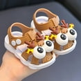 thumbnail image 2 of Xfvqtps Baby Infant Toddler Boys and Girls Squeaky Sandals Cute Cartoon Deer Close Toe Hollow out Press Buckle Soft Sole Non Slip Washable Lightweight Summer PVC Newborn First Walker Crib Khaki-01, 2 of 9