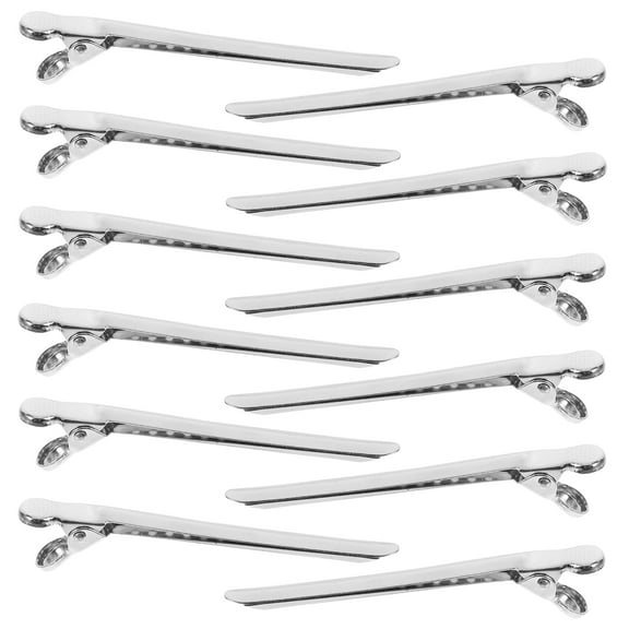12pcs Large Long Alligator Hair Clips for Styling Salon Sectioning Durable Non- Metal Clips for Thick and Thin Hair Silver