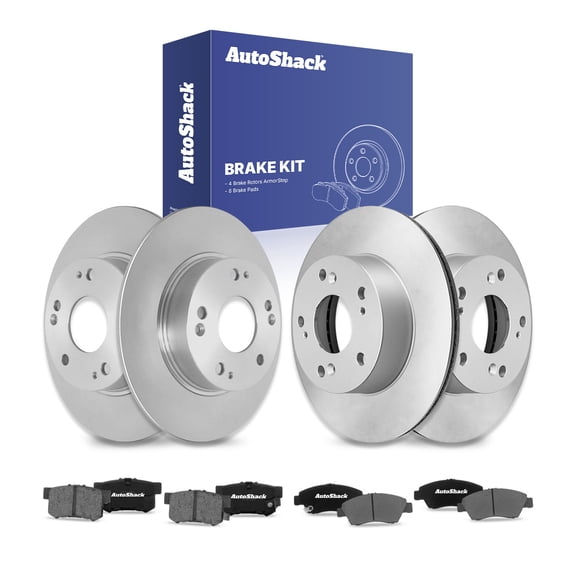 AutoShack Front & Rear Brake Rotors & Ceramic Pads for Honda, Civic 2009-2011, FWD L4 1.3L - Coated - ArmorStop