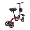 thumbnail image 3 of Tuffcare Smooth Seated Knee Scooter, Slow Propelled Steerable Mobility Knee Walker Crutches, Wheelchair Alternative with Dual Brakes, Fits Height of 5’2”-6’3” (Solid Rubber Tires, Candy Apple Red), 3 of 8