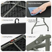 SUGIFT 6 ft Rectangular Black Plastic Folding Table