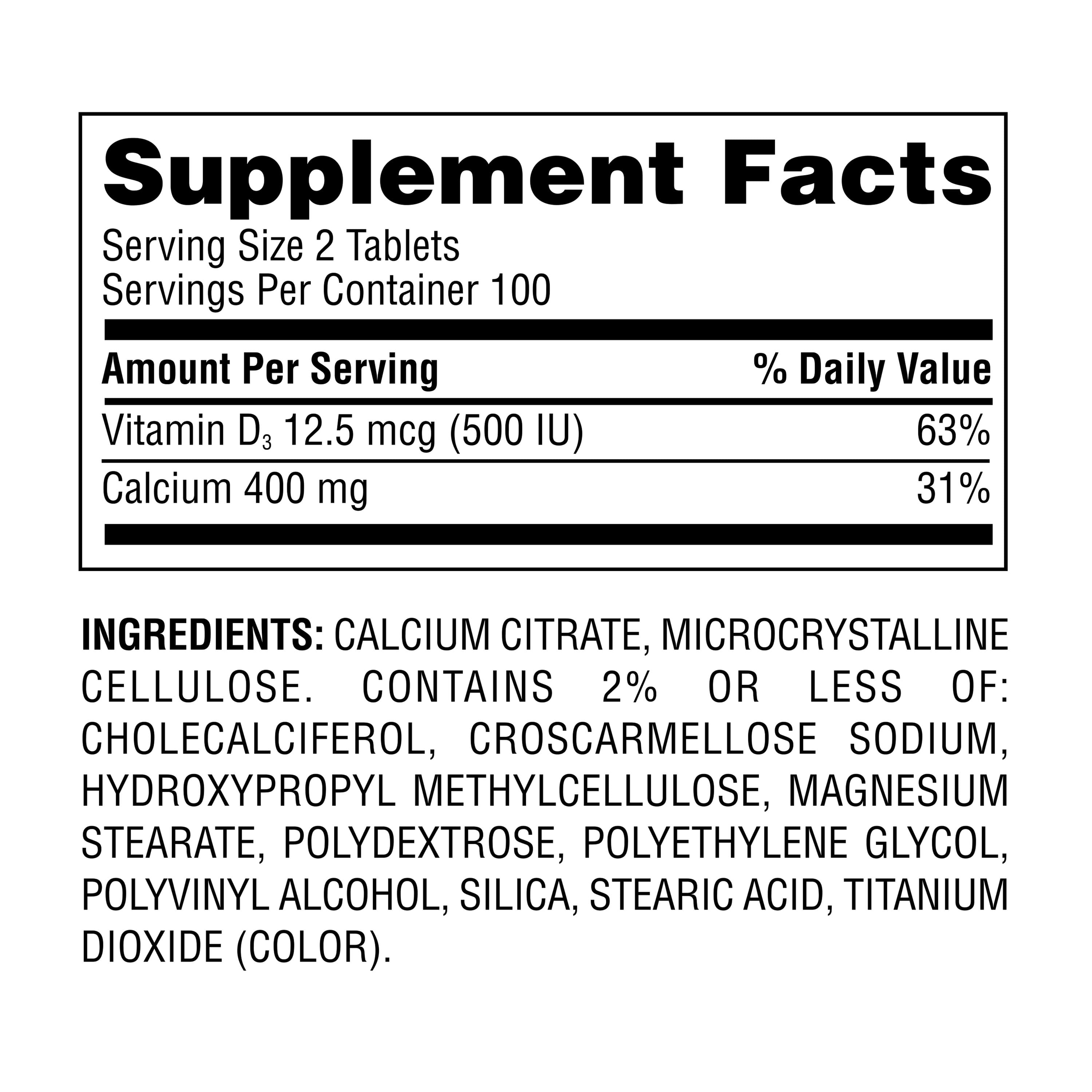 (3 pack) Equate Calcium Citrate + D3 Petites Tablets Dietary Supplement, 200 Count, Compare to Citracal® Petites with Vitamin D3