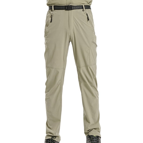 Pantalones largos para hombre, de color liso, lavados, elásticos, para exteriores, para montañismo, secado rápido, informales, de Taslan