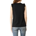 thumbnail image 4 of MODA NOVA Junior's Ruffle Trim Tank Top Sleeveless Cotton T Shirts Black L, 4 of 6