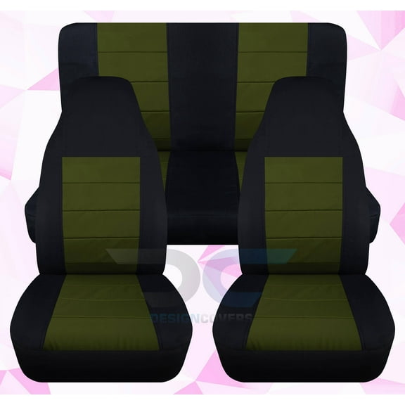 Designcovers Fits 2003-2006 Jeep wrangler LJ Cotton Seat Covers:Black Hunter Grn-FullSet