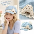 thumbnail image 3 of Y2K Cutecore Kawaii Bear Ears Newsboy Beret Hat, Hats for Women,Octagonal Plush Cap,Sweet Lolita Style,Polyester Suede‑Like with Lace Ruffle,3D Food Decor,2000S Clothes Accessories-Blue, 3 of 4