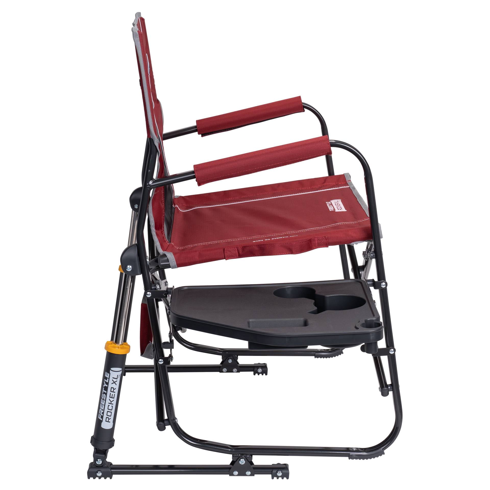 GCI Outdoor Freestyle Rocker XL with Side Table Oversized Rocking Camp Chair, Cinnamon