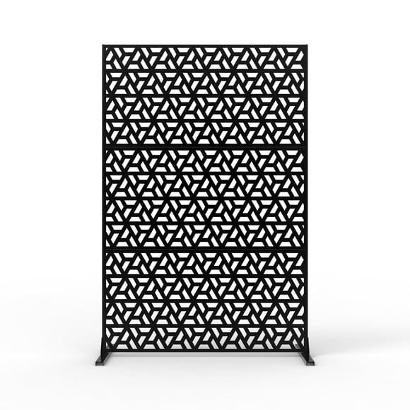 Metal Privacy Screen, Freestanding Decorative Privacy Screen with Stand, Outdoor Privacy Fence Panels for Deck Balcony Patio