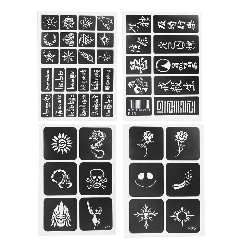 4 Sheets Temporary Tattoo Stickers Art Stickes Semipermanent Temporary
