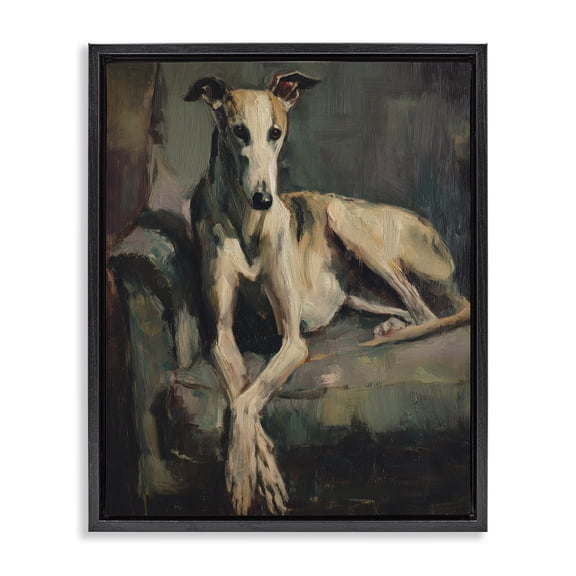 Stupell Industries Eclectic Regal Comfort Whippet Dog Black Floating Frame Canvas Art, 17 x 21, by Svetlana Aleynikova