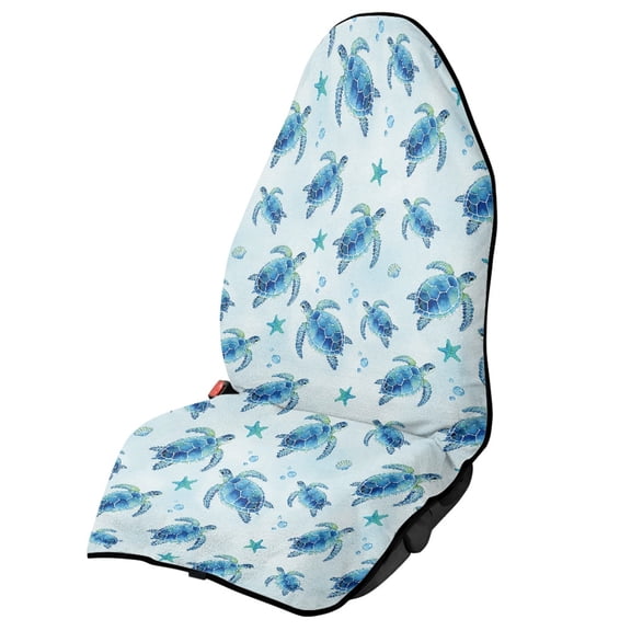XYZCANDO Watercolor Sea Turtle Car Seat Towel Cover - Waterproof Sweatproof Protector - Universal Fit for Cars, SUVs, Trucks - Moisture-Wicking Beach Style Accessory