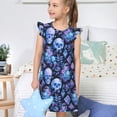 thumbnail image 4 of Fotbe Skull blue crystal flower Vestido de Dormir para Niñas de 3 a 10 Años, Mangas Cortas, Estilo Princesa, Pijama Camisón con Mangas Voladas-X-Large, 4 of 6