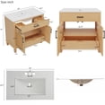 thumbnail image 2 of 36" Rattan Bathroom Vanity with Ceramic Sink, Soft Close Doors and Drawers, Freestanding Cabinet with Solid Wood Legs, Large Space Storage, Natural Finish, 2 of 8