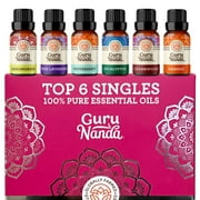 GuruNanda 100% Pure Essential Oils - Aromatherapy Singles - Variety of Scents - Set of 6