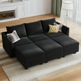 thumbnail image 2 of HONBAY Modern Velvet Convertible Sectional Couch with Storage Space for Living Room, Black, 2 of 7