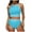 Blue, variant on Womens Tankini Swimsuit Floral Print High Waist Bottom Adjustable Two Piece Swimwear Tummy Control Beach
