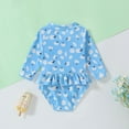 thumbnail image 4 of ZACPNCV Baby Girls One Piece Swimsuits Long Sleeve Rash Guard for Kids Girls UPF 50 and Sun Protection Swimshirts Blue 4 Years, 4 of 5