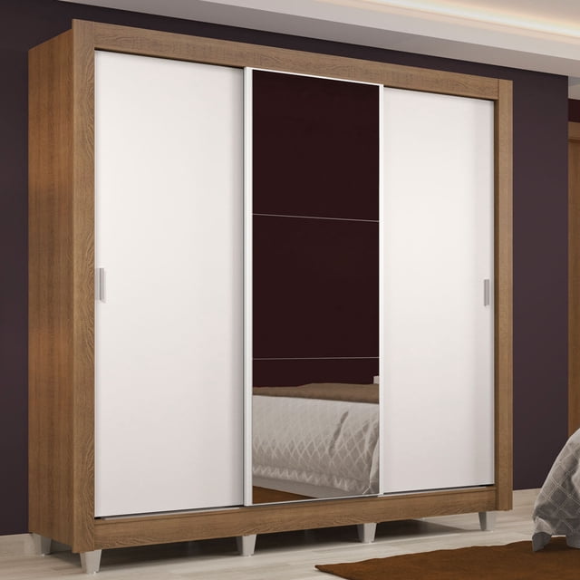 Ropero Closet Madesa Lyon 3 puertas con Espejo con pies M/B