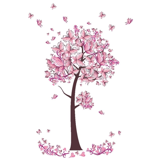 Coofit Wall Sticker Butterfly Tree - Waterproof Wall Decal Wall Decor for Living Room