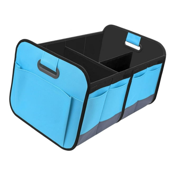 Organizador de almacenamiento para maletero de coche, organizador de múltiples compartimentos para coche Azul