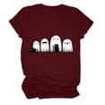 thumbnail image 4 of enyan Cute Ghost Pumpkin Graphic Shirt Fall Tshirt Graphic Tees casual Short Sleeve Tops Ladies Halloween Tshirts Short Sleeve Wine,M, 4 of 5