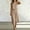 Khaki, variant on Women's Linen-Blend Crop Top and Midi Skirt Set, Button-Front Two-Piece Outfit, Matching Set Casual Summer Fashion Wear Wine S