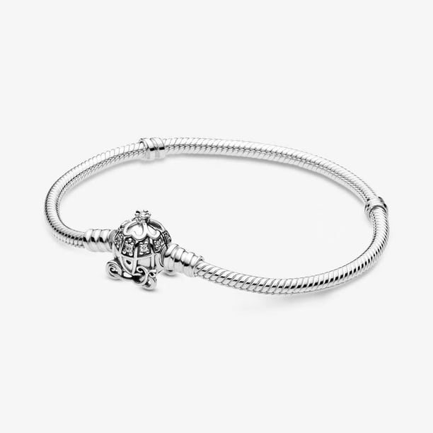 Disney 925 Sterling Silver Bracelet Moments Sparkling Mickey Mouse Heart Clasp Snake Chain Bracelet for Women DIY Charms Beads18cm Gao Jinjia LED