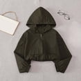 thumbnail image 5 of Xyant Girls Zip Up Cropped Windbreaker Jacket Hooded Cargo Lightweight Outerwear (Dark Green,12-14 Years), 5 of 6