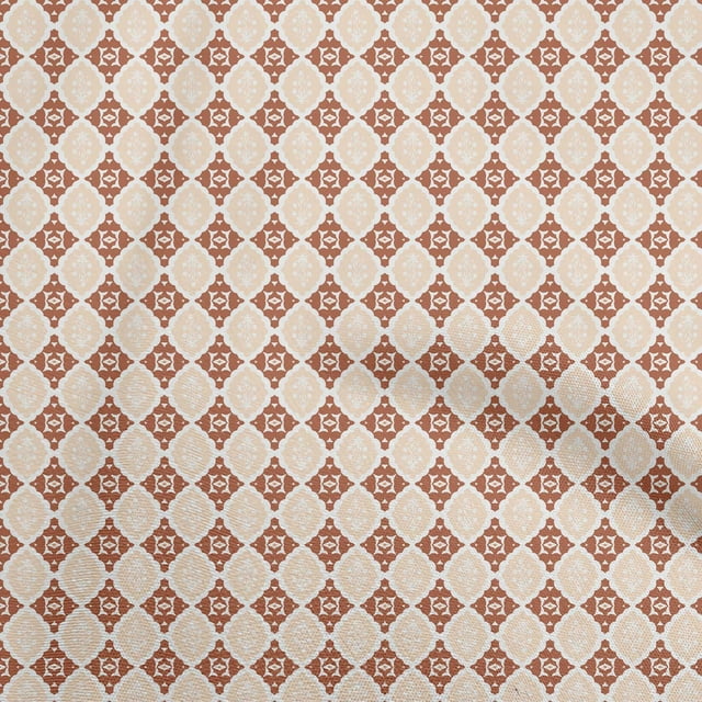 oneOone Polyester Spandex Orange Fabric Asian Block Print Sewing Material Print Fabric By The Yard 56 Inch Wide
