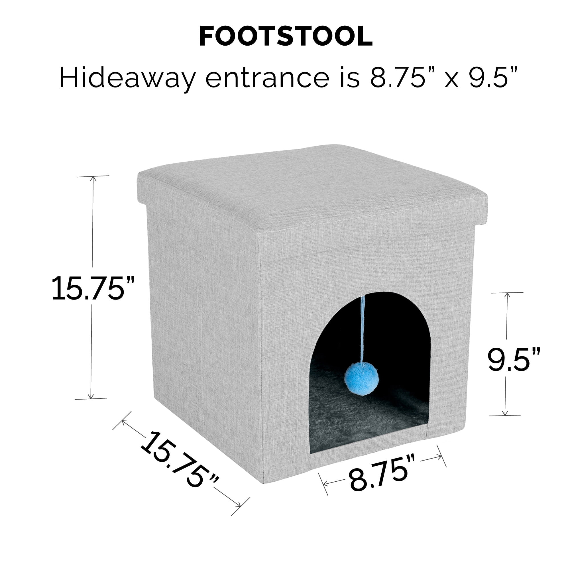 FurHaven Pet Products Small Pet House Footstool for Dogs & Cats - Mist Gray