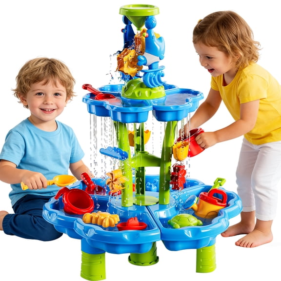 Lucky Doug Water Table for Toddlers 2 3 4 5, 2-Tier Sand Beach Water Play Toys Kids Outdoor Toys for Boys and Girls