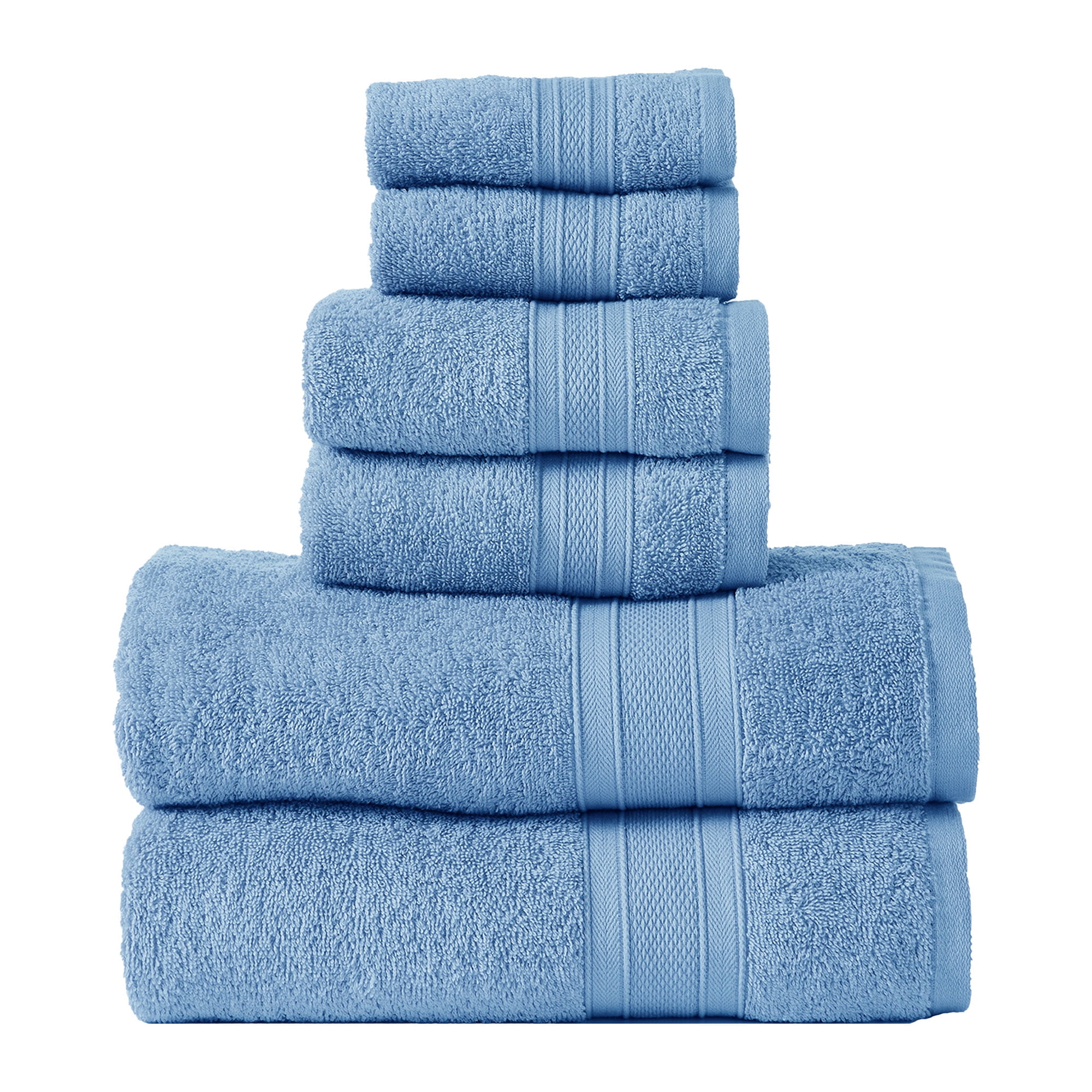 4 PCS Size 53 x 26 Inch Combed Cotton Towels Blue Super Soft Super Absorbent 
