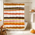 thumbnail image 4 of Orange Black Striped Shower Curtain, Waterproof Shower Curtains for Bathroom, Watercolor Vintage Stripes Washable Fabric Bathtub Curtain Set Bath Decor with 12 Hooks Extra Long 72"x96", 4 of 8