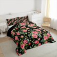 thumbnail image 3 of Homewish Rustic Rose Flower Bedding Comforter Set,Country Plant Twin Comforter Sets,Pink Green Black Bedding Set For Girl Kids,Breathable Home Decor Reversible,2pcs, 3 of 8