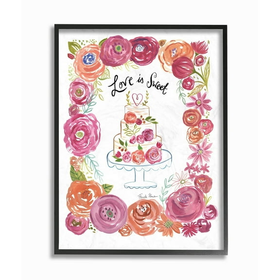 Stupell Love Is Sweet Flowers And Cake Framed Wall Art 11 x 14