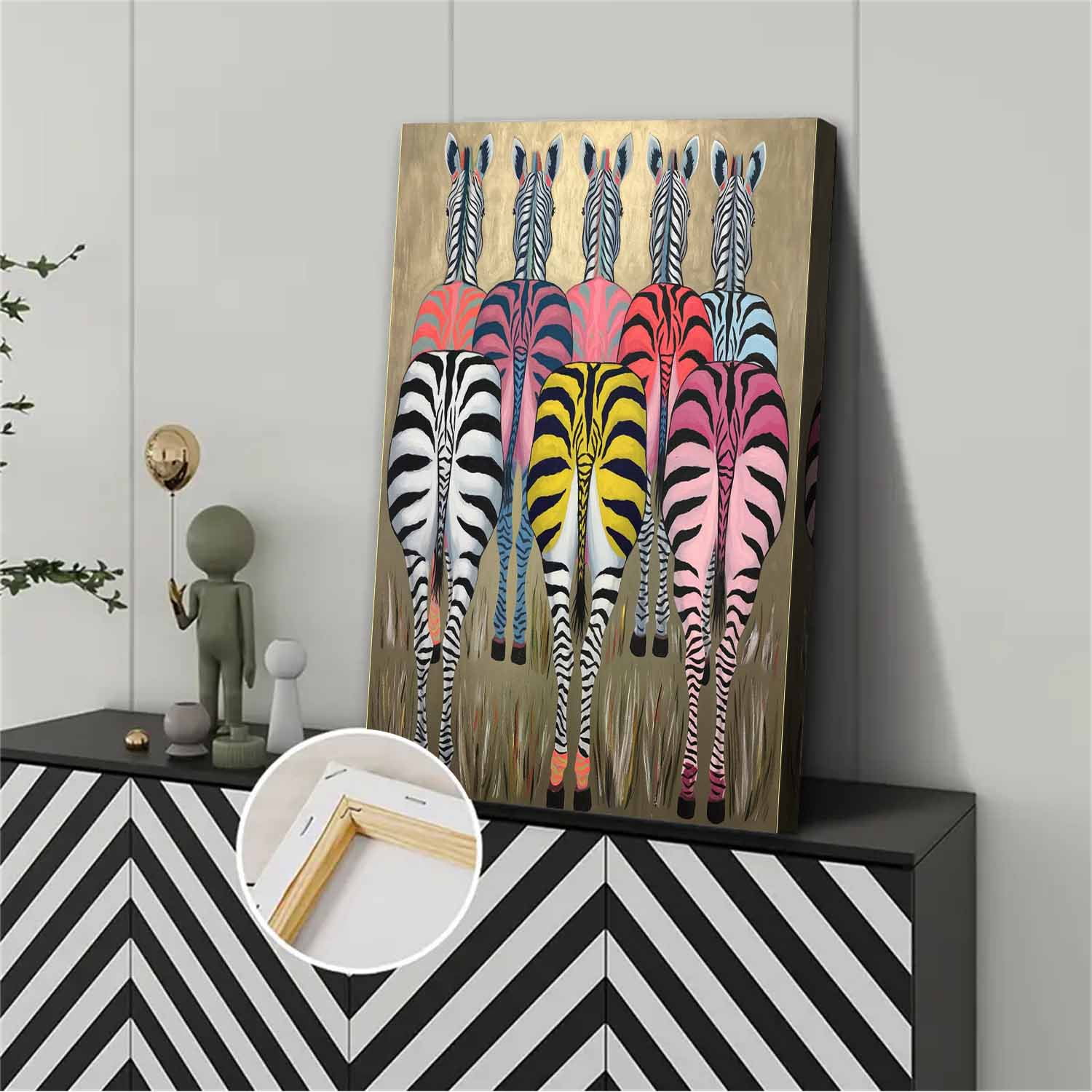 Vintage Abstract Zebra Canvas Wall Art Paintings for Bedroom