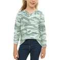 thumbnail image 3 of Sherrylily Kids Camouflage Stripe Long Sleeve Tops V Neck Criss Cross Tees Girls Casual Blouse（4-15T）, 3 of 4