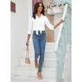 thumbnail image 4 of Siliteelon Women's Slub Cotton Button Down Blouses Business Work Office Shirts Long Sleeve Collared Wrinkle Free Tops, 4 of 7