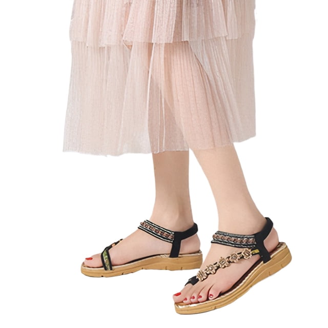 Sandalias Punta Abierta Bohemias Verano Zapatos Cómodos para Al Aire Libre Mujer